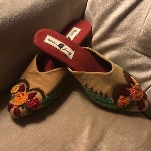 Isabella’s Journey embroidered kitten heel slides
